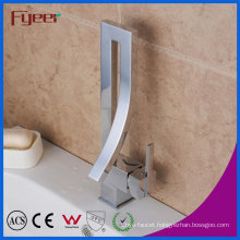 Fyeer Fashion Design Square High Body Chrome Plated Single Handle Brass Basin Faucet Water Sink Mixer Tap Wasserhahn